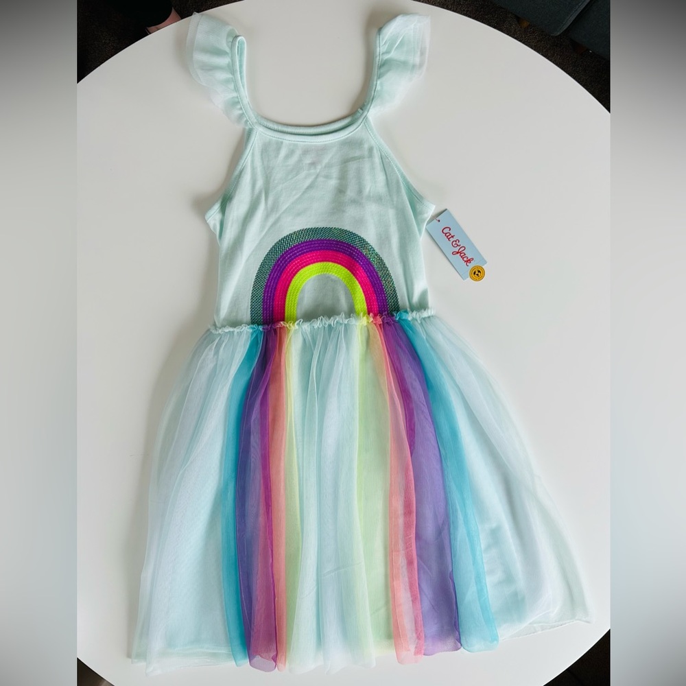Cat & Jack rainbow toile tank dress NWT
